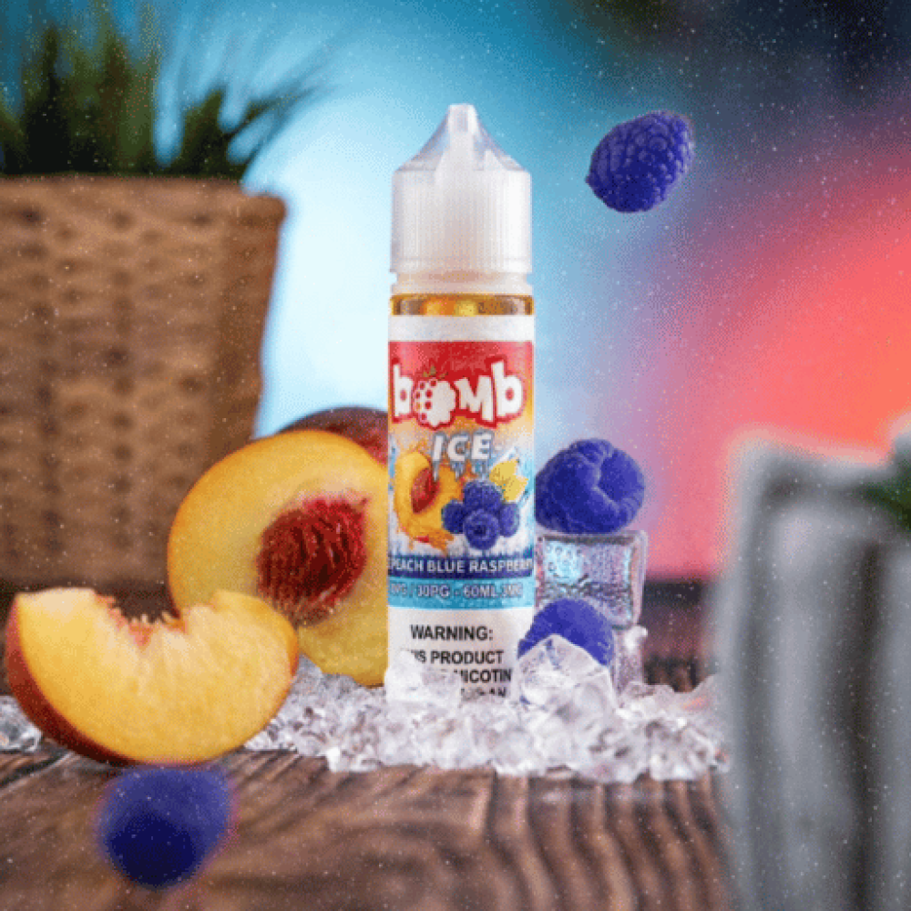 نكهة  فيب بومب خوخ توت ازرق ايس BOMB Peach Blue Raspberry Ice Vape