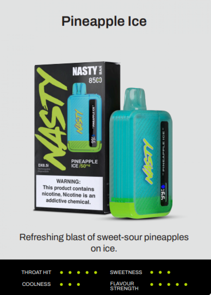 سحبة ناستي بار 8500 موشة مع شاشة Nasty Bar 8500 DX8.5i Disposable Vapes