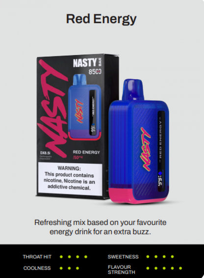 سحبة ناستي بار 8500 موشة مع شاشة Nasty Bar 8500 DX8.5i Disposable Vapes