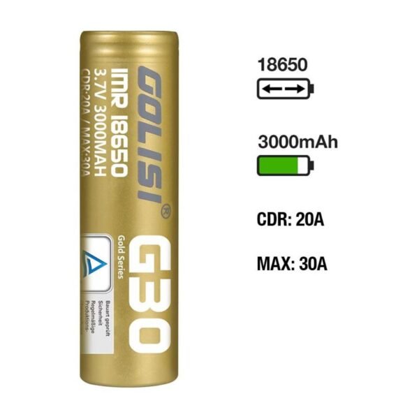 بطارية جوليسي G30 مقاس 18650 بسعة 3000mAh مع علبة النقل