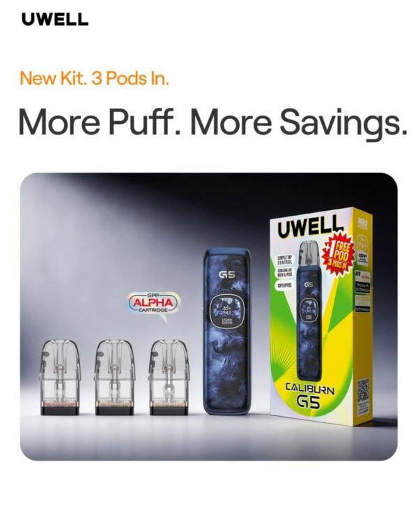 جهاز بود كاليبرن جي 5 من يو ويل Uwell بتصميم أنيق ومضغوط للاستخدام الي