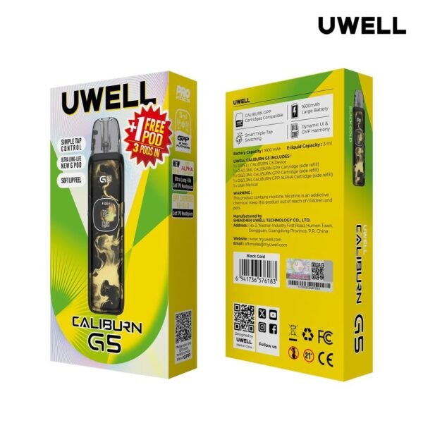 جهاز فيب كاليبرن جي 5 من يو ويل Uwell بتصميم أنيق ومضغوط للاستخدام الي