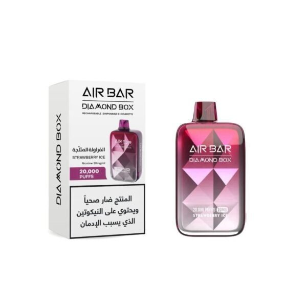 سحبة AIR BAR DIAMOND BOX فراولة آيس 20000 سحبة سحبة AIR BAR DIAMOND BOX فراولة آيس 20000 سحبة