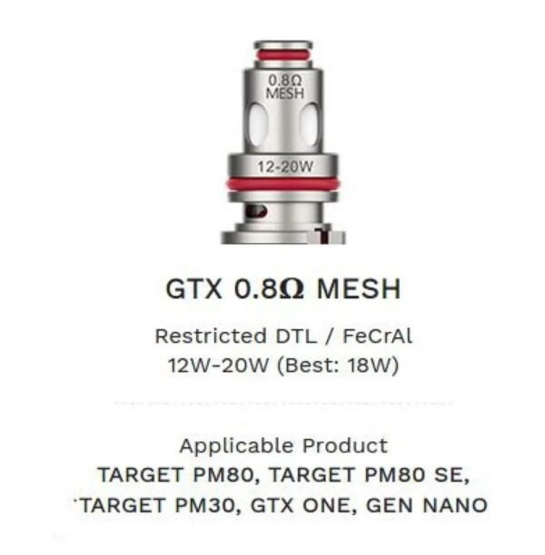 عبوة كويلات فابريسو GTX ميش بمقاومة 0.8 أوم لجهاز GTX ONE عبوة كويلات فابريسو GTX ميش بمقاومة 0.8 أوم لجهاز GTX ONE