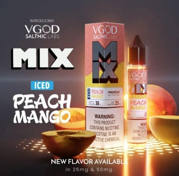 عبوة نكهة سولت فيقود خوخ مانجو آيس VGOD Iced Peach Mango سعة 30 مل عبوة نكهة سولت فيقود خوخ مانجو آيس VGOD Iced Peach Mango سعة 30 مل