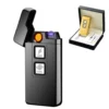 ولاعة الكترونية 2 في 1 فضية اللون بقوس كهربائي ARC وملف إشعال مع منفذ شحن USB