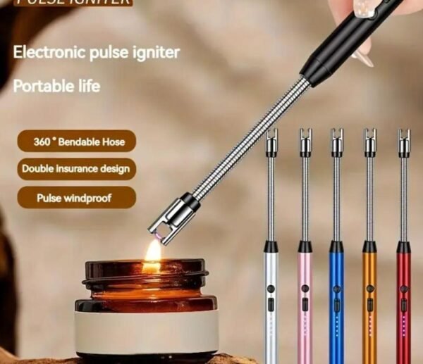 ولاعة كهربائية طويلة فضية قابلة للشحن عبر USB لإشعال الفحم والشموع ولاعة كهربائية طويلة فضية قابلة للشحن عبر USB لإشعال الفحم والشموع