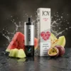 شيشة JOY Hookah بجانب علبة المنتج وفاكهة البطيخ والشمام وفاكهة شيشة JOY Hookah بجانب علبة المنتج وفاكهة البطيخ والشمام وفاكهة